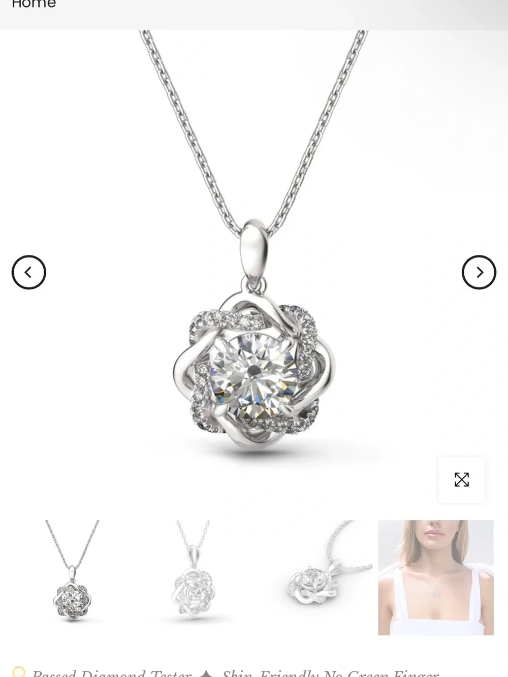2kt Moissanite & Sterling Sterling Silver Floral Pendant Necklace - Love Knot